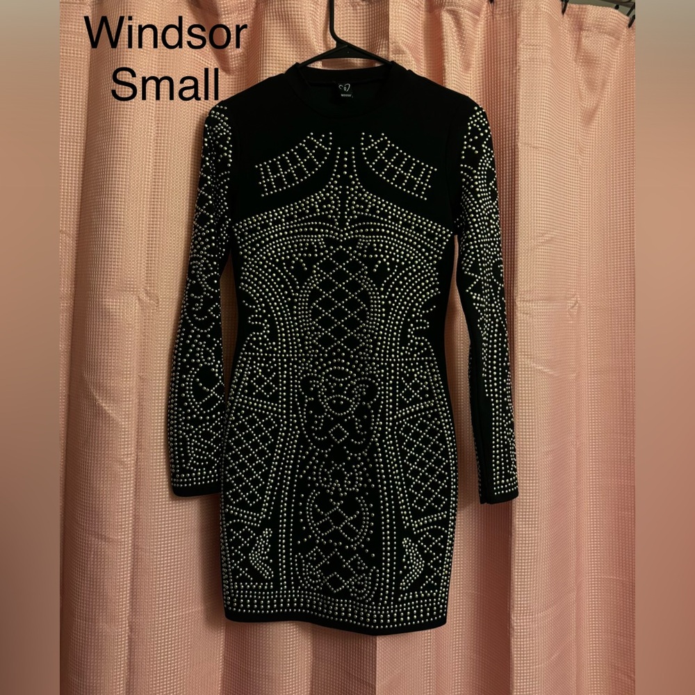 Windsor Black and Silver Long Sleeve Dress